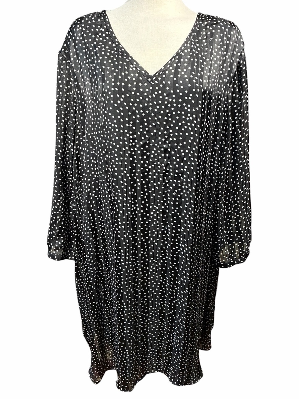 Molly & Isadora V-Neck Black and White Polka Dot Dress Women's Size 4X
